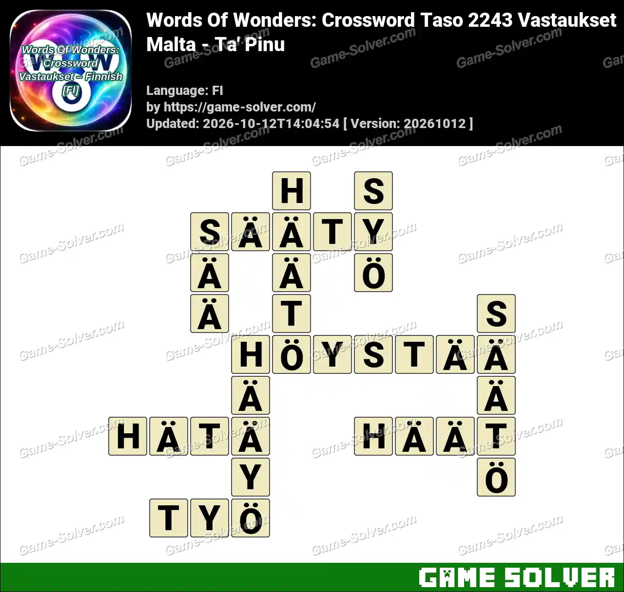Words Of Wonders: Crossword Taso 2243 Vastaukset – Malta – Ta’ Pinu